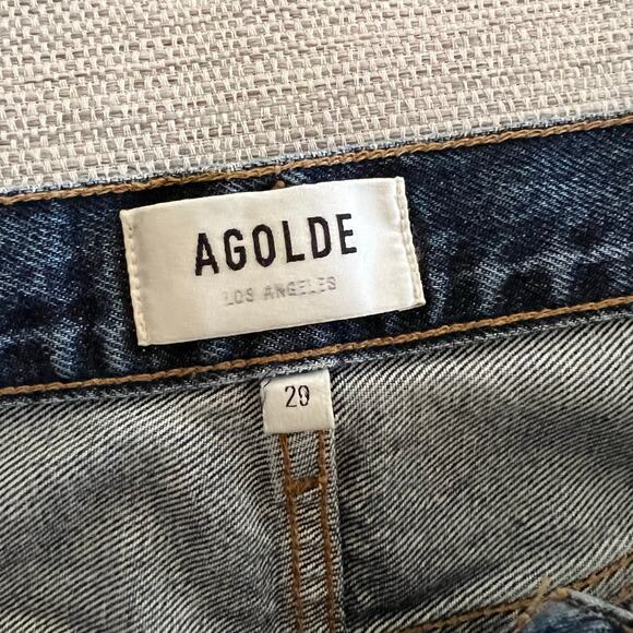 AGOLDE Low Slung Easy Straight Jeans Size 29 Control Wash Cuffed Denim - Picture 5 of 10